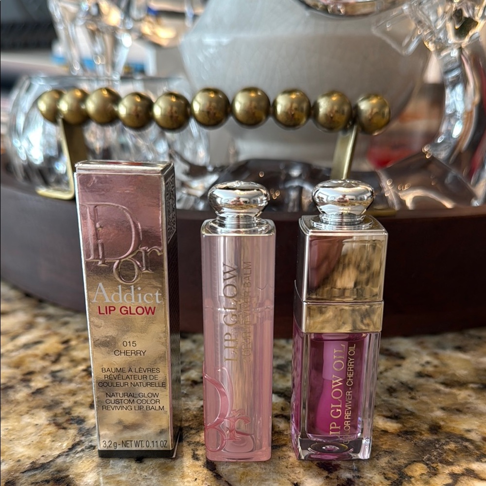 Dior 2 piece set Lip Glow and Lip Glow Oil Cherry - Picture 2 of 3